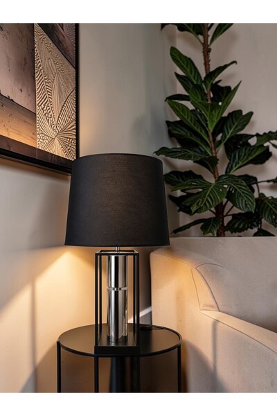 sahal aloula Black and Silver Chrome Structure Table Lamp - Height 54 cm + Ti...