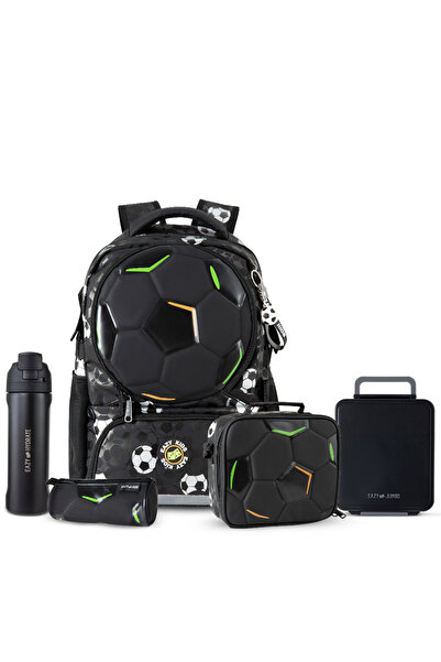 Eazy Kids Footballer Backpack Set w/ Complimentary Football, Jumbo Bento Lunc...