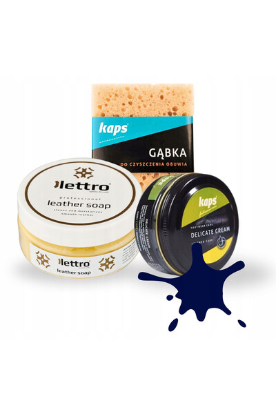 kaps Set de ingrijire a incaltamintei, Kaps, crema cerata bleumarin, 50 ml, s...