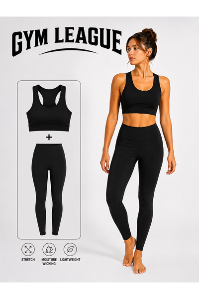 Generic Gym League Women's - (2-Piece Workout Set) Sports Bra & High-Waist Le...
