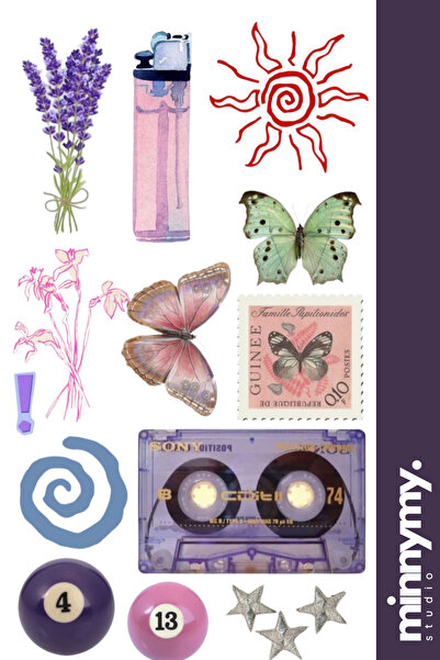 Minnymy Purple Wave Collection Sticker, Çıkartma, Ajanda, Günlük, Planlayıcı,...