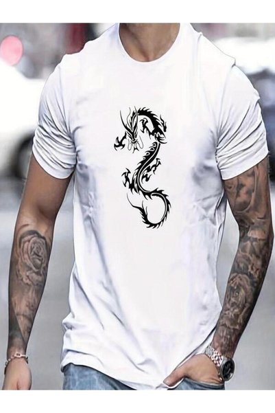 vorena Dragon Patterned Men's T-Shirt