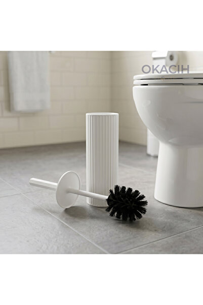 okacih Modern Dikey Çizgili Tuvalet Fırçası - Banyo İçin Lüks Klozet Fırçası