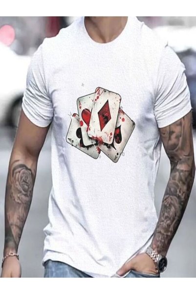 vorena Men's White Printed T-Shirt