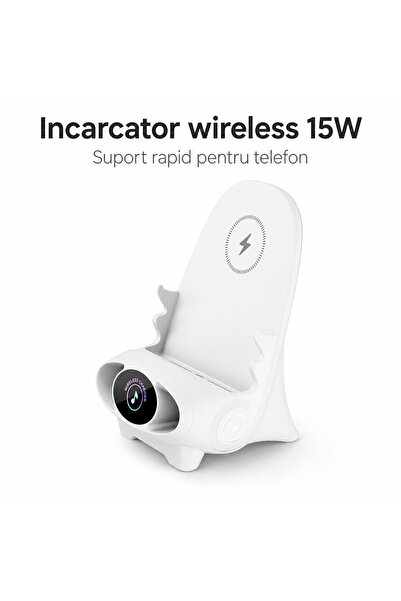 iTin Suport telefon multifunctional cu incarcare rapida wireless 15W, mini st...