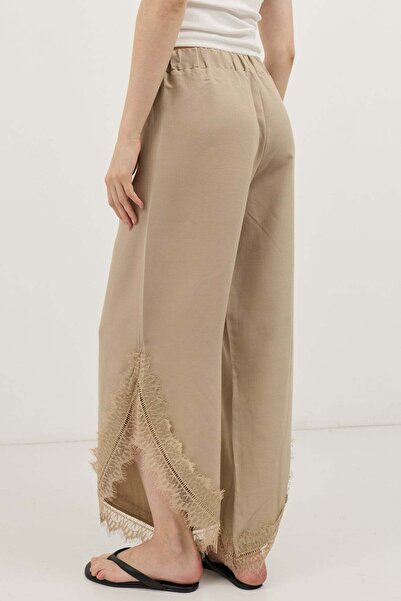 Antioch Beige Lace Embroidered Women's Trousers