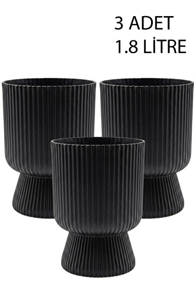 TEMMUZ HOME 3 Adet Lotus Saksı Seti 1.8 Litre Ayaklı Saksı - 19.5 cm X 14 cm ...