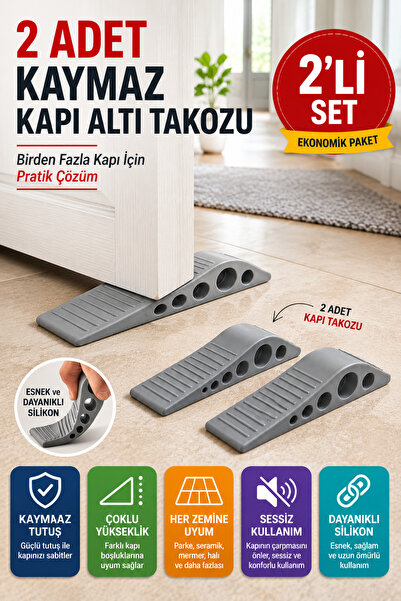 OpenCity 2 komada sivog silikonskog zaustavnika za vrata, neklizajući zaustav...