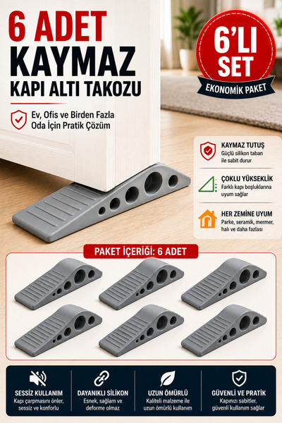 OpenCity 6 komada sivog silikonskog zaustavnika za vrata, neklizajući zaustav...