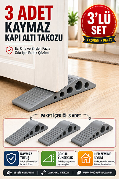 OpenCity 3 Pieces Gray Silicone under Door Stopper Non-Slip Door Stopper 12 c...