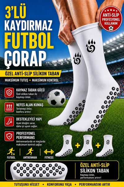 BS BEYAZ SHOES 3-dijelne profesionalne protivklizne silikonske čarape za fudb...