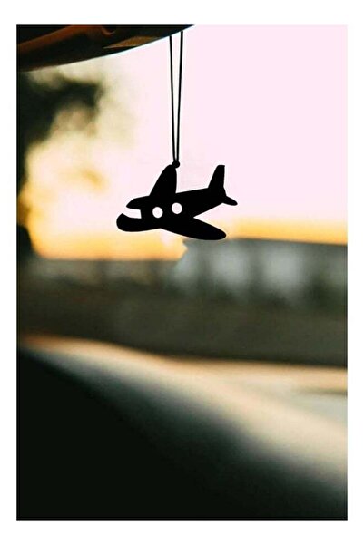 Mirfa Rearview Mirror Hanging Pendant - Wood - Black (Airplane Motif)