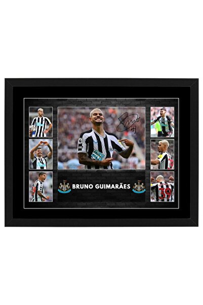 HWC Trading Bruno Guimaraes Newcastle United F.C. Signed A3 Framed Poster - P...
