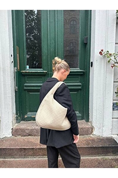 Rivina Caldera Women's Braided Pattern Large Size Tote Model Handbag and Shou...