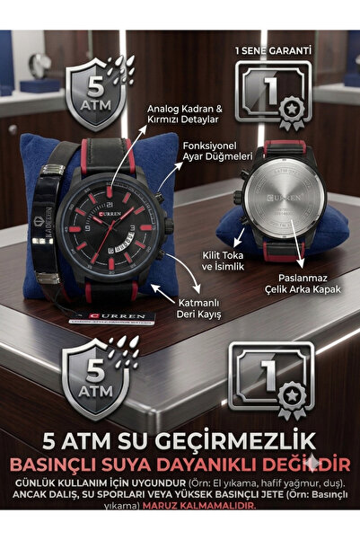 ATKGİYİM Modern Design Men's Wristwatch |   5 Atm Waterproof |   With 1 Year ...