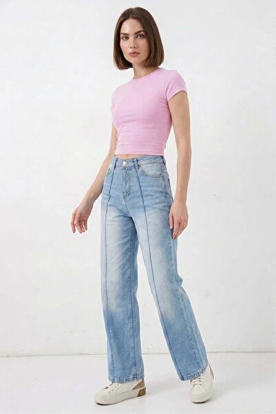 ALFA AKSESUAR 03 Women's High Waist Denim Light Blue Trousers