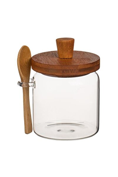 OEM Borcan de depozitare din sticlă, cu capac din bambus, 500 ml, practic pen...