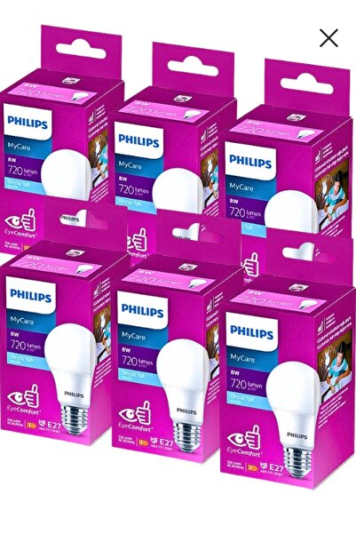 Philips Orjinal 8W Maycare 6 lı Paket 6500K BEYAZ
