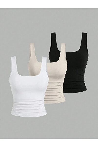 PENGORA 3-Piece Women's Strappy Body Crop Athlete Basic Square Neck Flexible ...