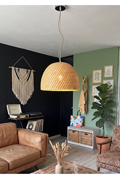 Lessio Home Bali Doğal Bambu Rattan Sarkıt Avize - Salon Mutfak Hol Bohem Avize