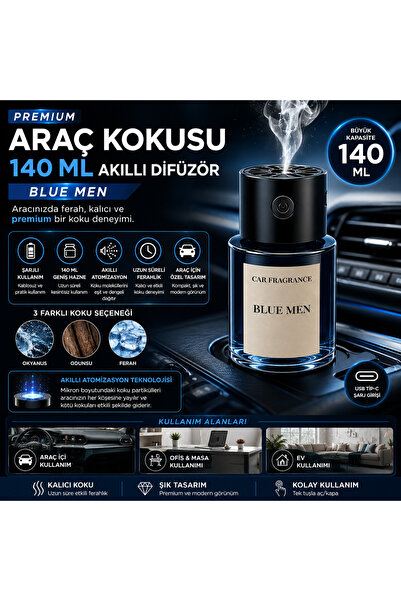 GudeX Akıllı Araç Kokusu 140 ML Şarjlı Difüzör Blue Men Araç Parfümü