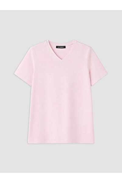 LC Waikiki Pink Petite 100% Cotton Women's T-Shirt