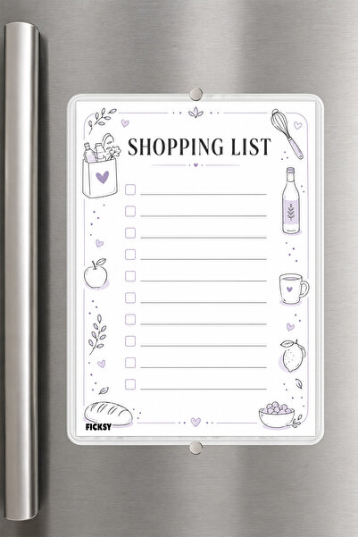 Ficksy Alışveriş Listesi - A5 - Mıknatıslı - PVC - Buzdolabı Notluk & Masaüst...