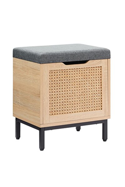Garvee Rattan Shoe Bench with Storage – Padded Seat – Hinged Lid – Organizer ...