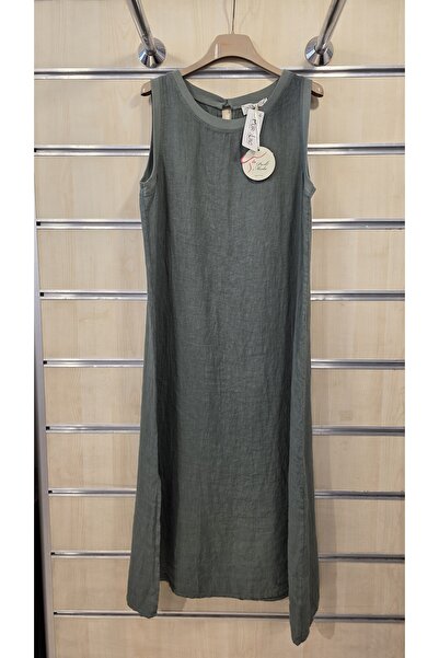 Park Moda Linen Dress Sleeveless Plain Pattern