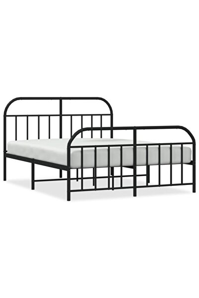 vidaxl Cadru pat metalic cu tăblie de cap/picioare, negru, 140x190 cm