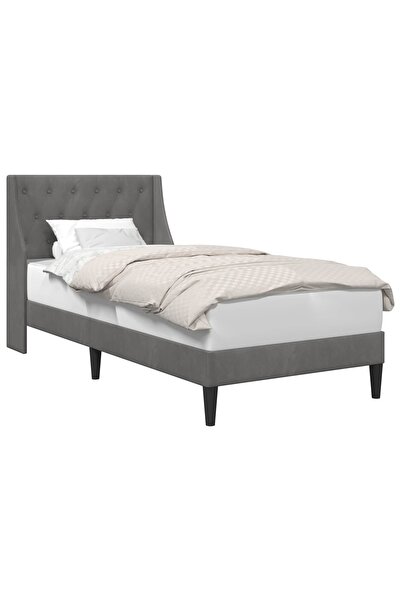 vidaxl Cadru de pat cu headboard Gri închis 100 x 203 cm Catifea