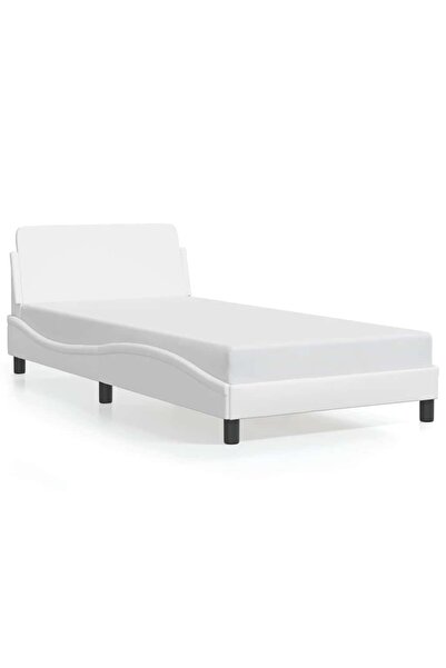 vidaxl Cadru de pat, Dover, alb, 100x203 cm, piele ecologică