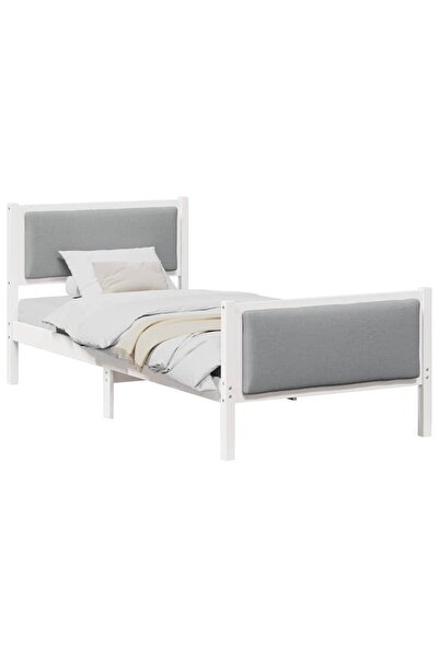 vidaxl Cadru de pat cu headboard Gri deschis 100 x 200 cm țesătură