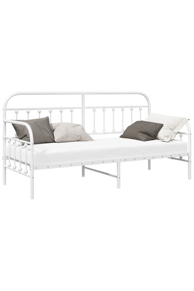 vidaxl Cadru de pat de zi Alb 75 x 190 cm Oțel vopsit electrostatic