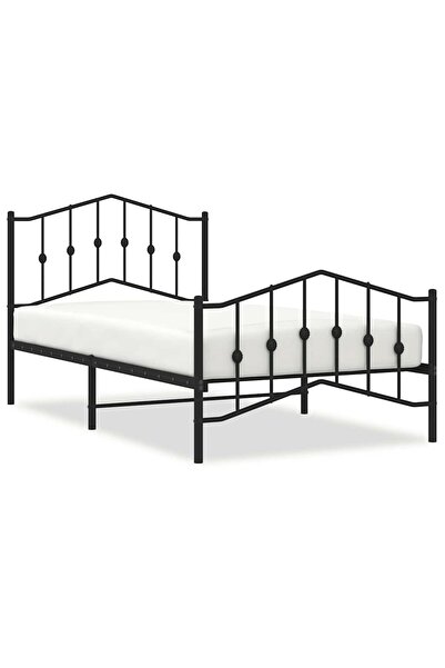 vidaxl Cadru pat metalic cu tăblii de cap/picioare negru, 100x190 cm