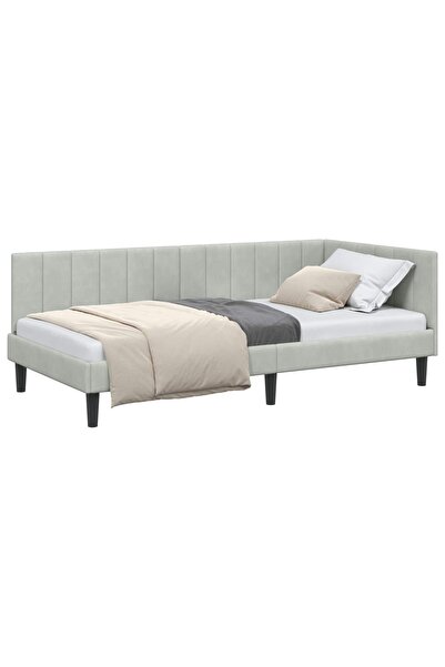 vidaxl Cadru de pat colțar Gri deschis 100 cm x 200 cm Catifea