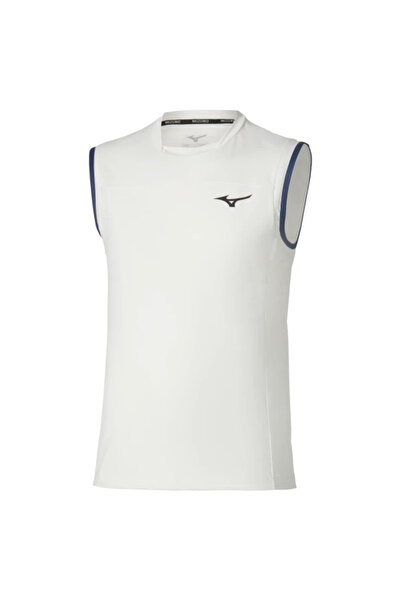 MIZUNO تي شيرت Stargazer Shadow للرجال بدون أكمام باللون الأبيض/الأحمر