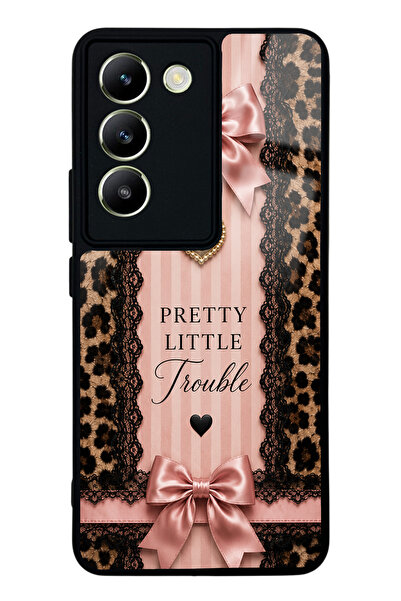 Spoyi Vivo V30 Lite Pretty Leopard Bow Tasarımlı Glossy Telefon Kılıfı