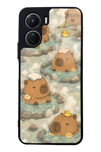 Spoyi حافظة هاتف لامعة بتصميم Vivo Y16 Capybara Onsen