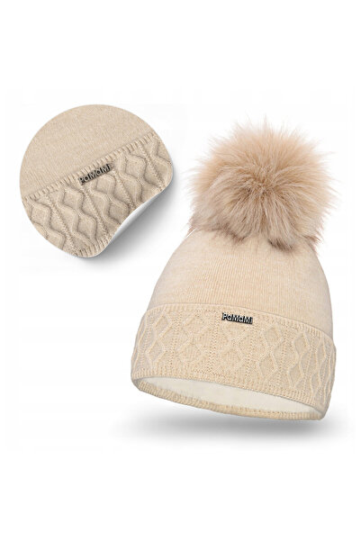 Pamami Caciula de iarna Pamami, bej, 100% acril, captuseala fleece, 55-58 cm,...