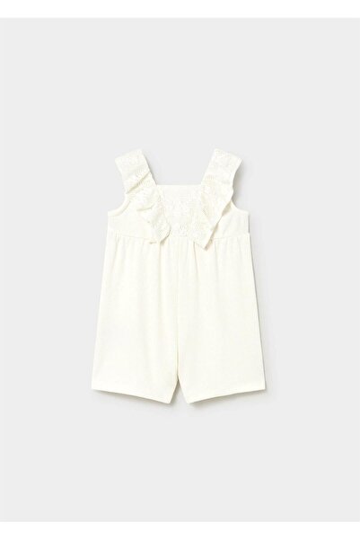 MAYORAL Baby Girl Crochet Short Jumpsuit Cream 1827