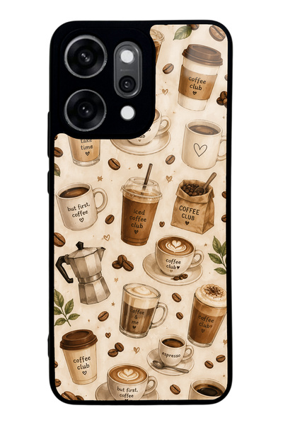 Spoyi Oppo Reno 14 Pro Coffee Club Design Glossy Phone Case