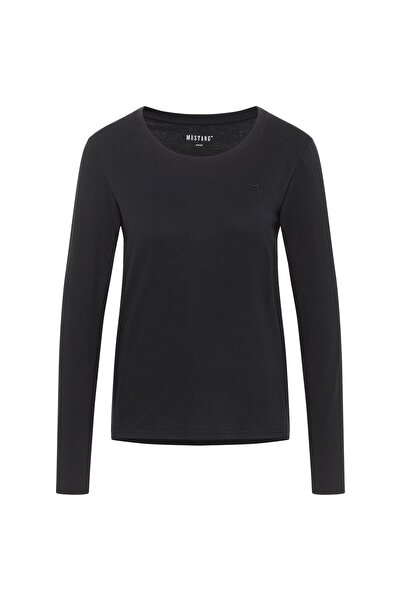 Mustang Damen Langarmshirt - Elly, Longsleeve, Regular Fit, Rundhals, Baumwolle