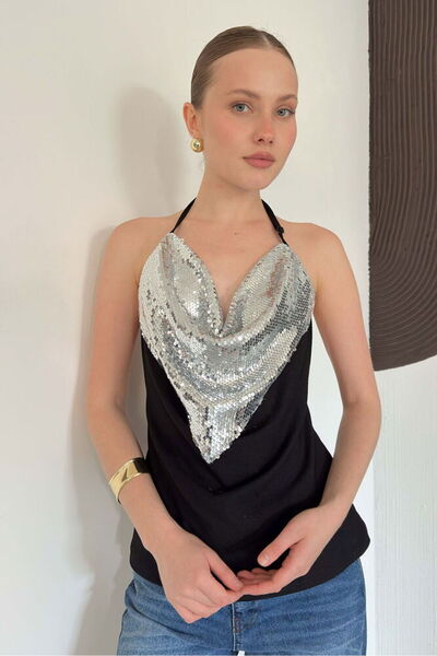 Cistern İstanbul Women's Sequin Strap Blouse