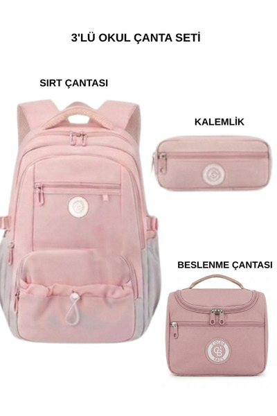 Color Bags School Bag Set of 3 B86 Pink
