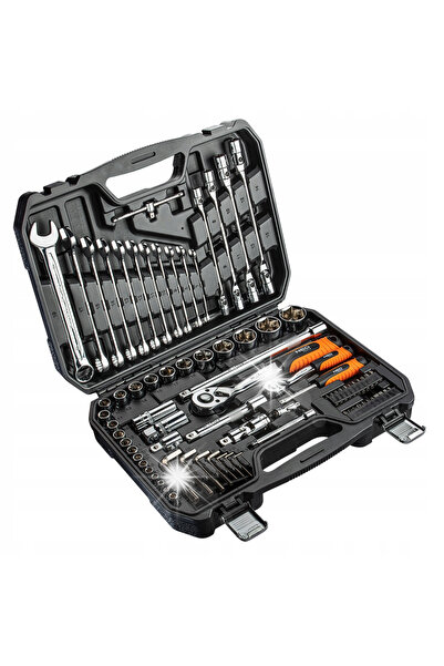 NEO Tools Set de chei tubulare 1/4'' 1/2'' 77 piese CRV 08-915
