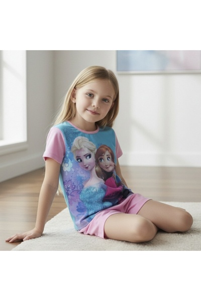 Disney Costum Elsa pentru copii, 100% bumbac – set cu tricou și pantaloni, co...