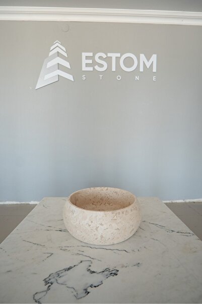 Estom Stone TRAVERTEN ÇANAK LAVABO, OVAL KESİM