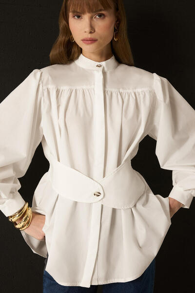 Touché Privé Corset Belted Poplin Shirt