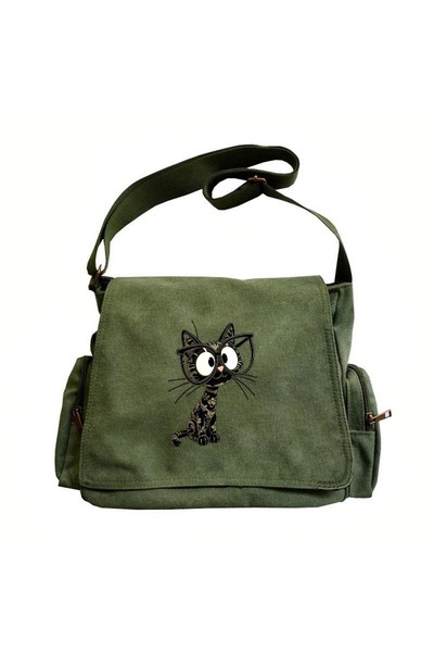 Toum Funny Cat Printed Unisex Messenger Bag